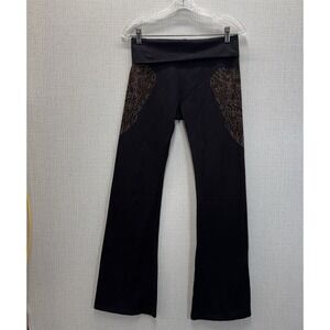 VTG Y2K T-Party Fold Over Black Gold Bronze Studded Yoga Pants Sz. Large